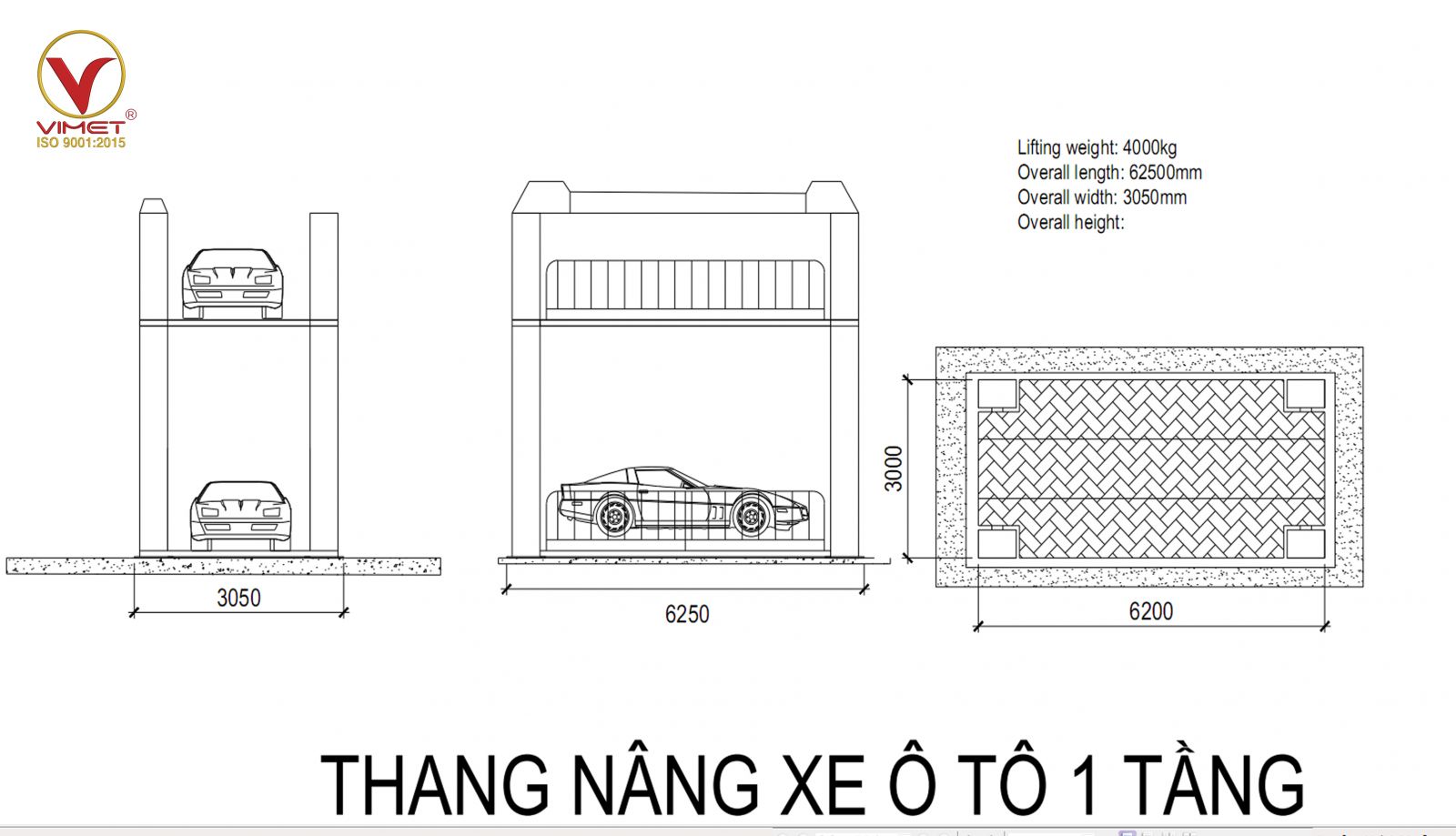 Thang nâng xe lên lầu 1 tầng VFLH0146