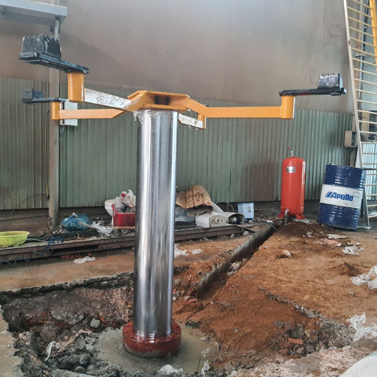 Cầu nâng 1 trụ rửa xe kiểu chữ X âm nền VIMET VLWS3500