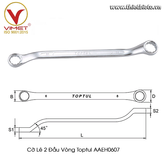 Cờ lê 2 đầu vòng Toptul AAEH0607