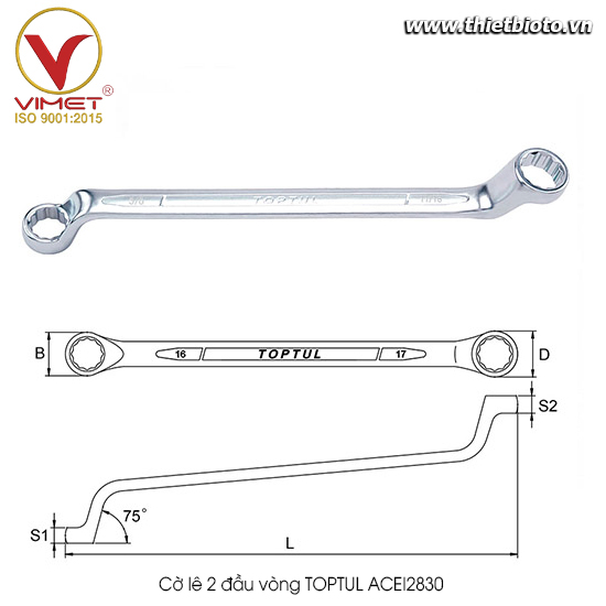 Cờ lê 2 đầu vòng TOPTUL ACEI2830