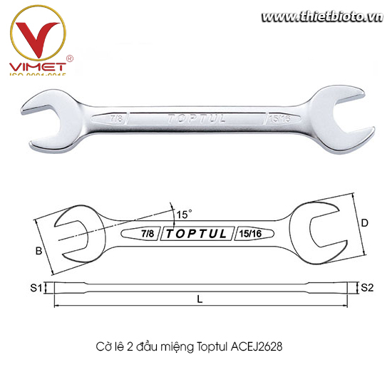 Cờ lê 2 đầu miệng Toptul ACEJ2628