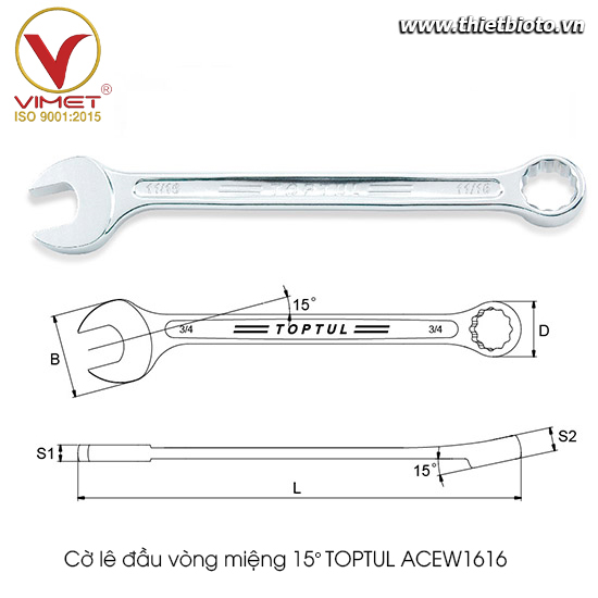 Cờ lê đầu vòng miệng TOPTUL ACEW1616