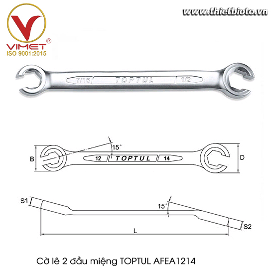 Cờ lê 2 đầu miệng TOPTUL AFEA1214