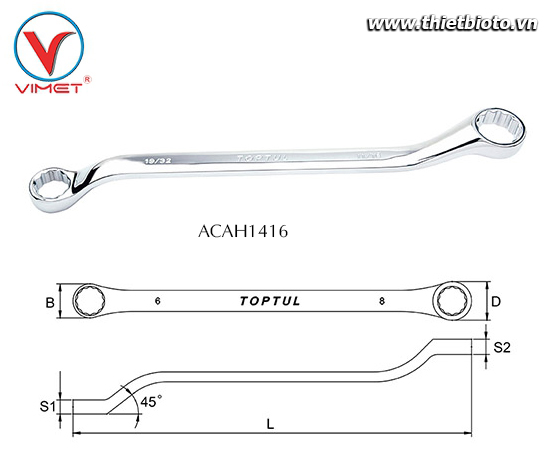 Cờ lê 2 đầu vòng Toptul ACAH1416