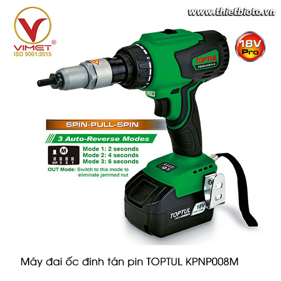 Máy đai ốc đinh tán pin TOPTUL KPNP008M